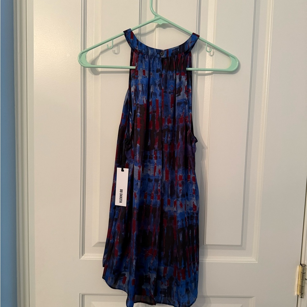 Blue and Red Sleeveless Top